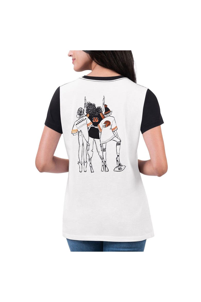Women's G-III 4Her by Carl Banks White/Black Cincinnati Bengals Fashion Illustration T-Shirt, Alternate, color, White