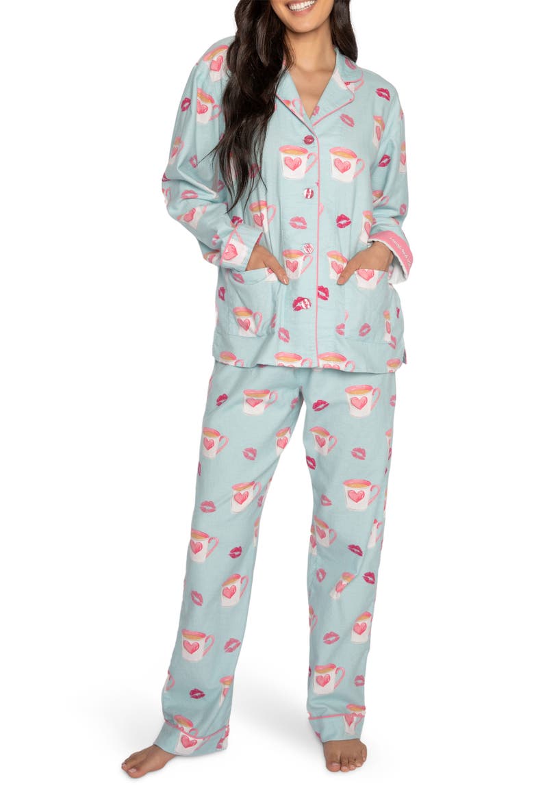 Cotton Flannel Pajamas, Main, color, AQUA