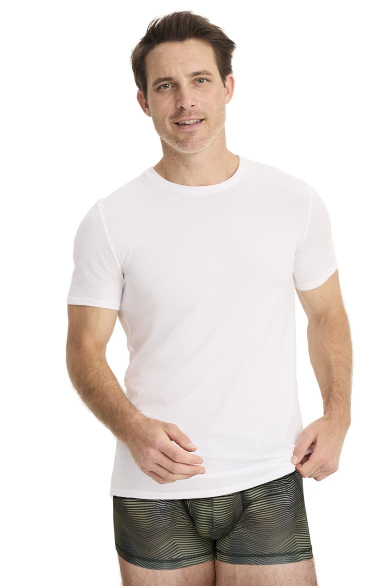 Mens Cotton Stretch Crew Neck Undershirt - 6 Pack, Alternate, color, Diamond White