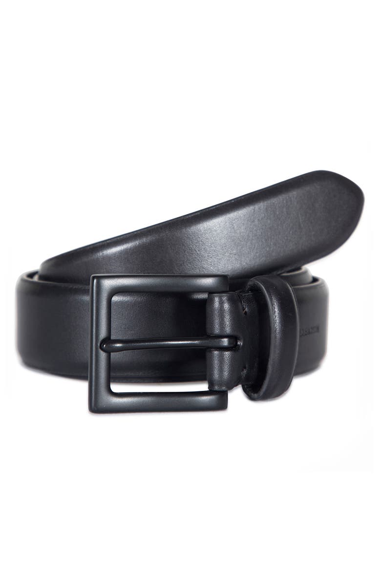 All Saints Leather Stitched Feather Edge Belt Allsaints Feather Edge Belt - Black / Warm Brass | Editorialist main image 2