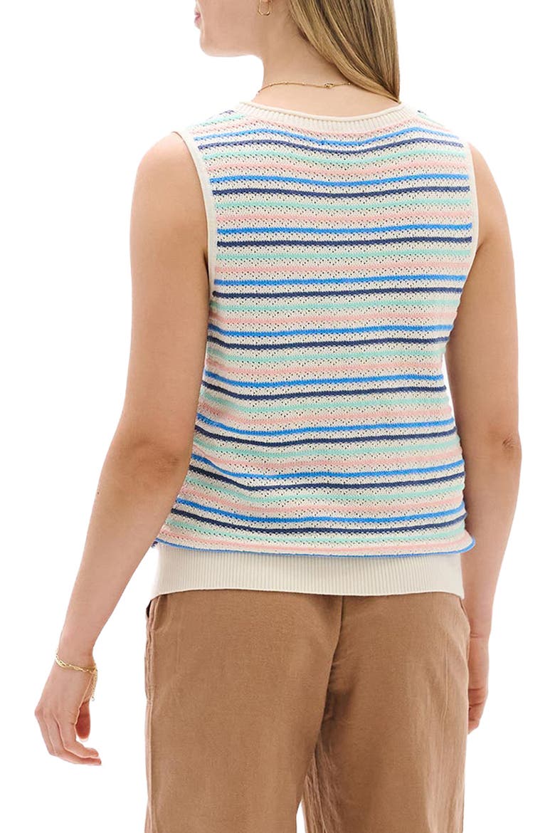 Kate Stripe Cotton Sweater Vest, Alternate, color, NATURAL