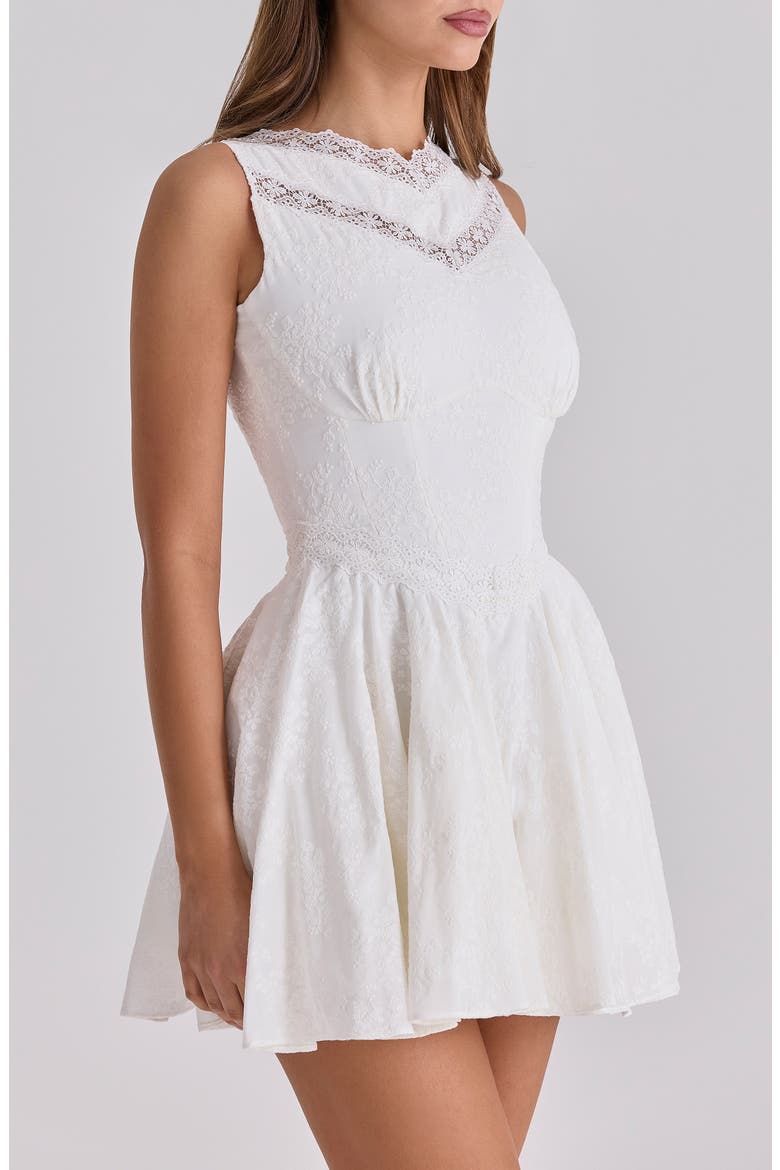 Scarlett Floral Embroidery Cotton Cocktail Minidress, Alternate, color, WHITE