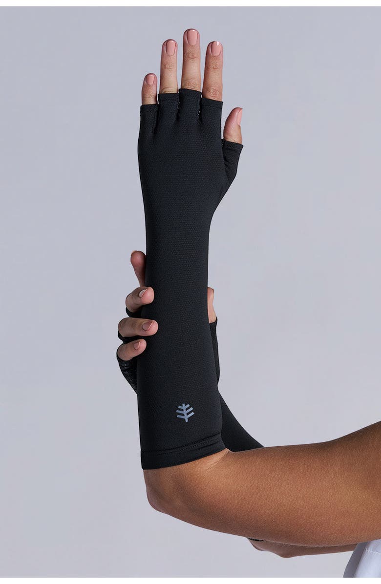 Coolibar Fingerless Mid-length UV Sun Gloves - UPF 50+ Sun Protection - Bona, Alternate, color, Black