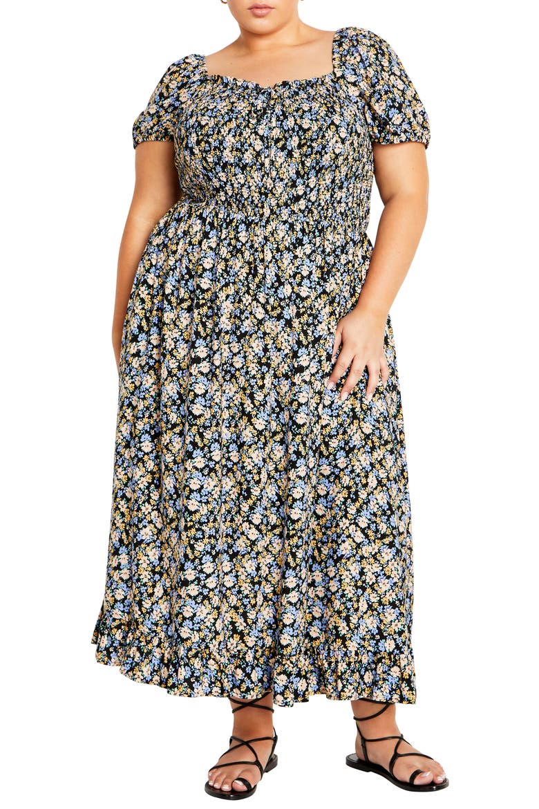 Emilee Floral Smocked Maxi Dress, Main, color, POWDER PETAL