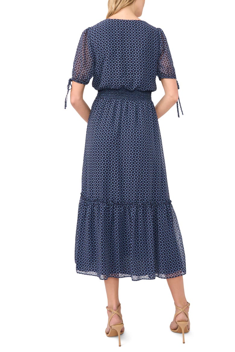 Geo Print Smock Waist Midi Dress, Alternate, color, NIGHT HORIZON