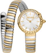 Just Cavalli Cerchio Snake Wraparound Bracelet Watch, 22mm