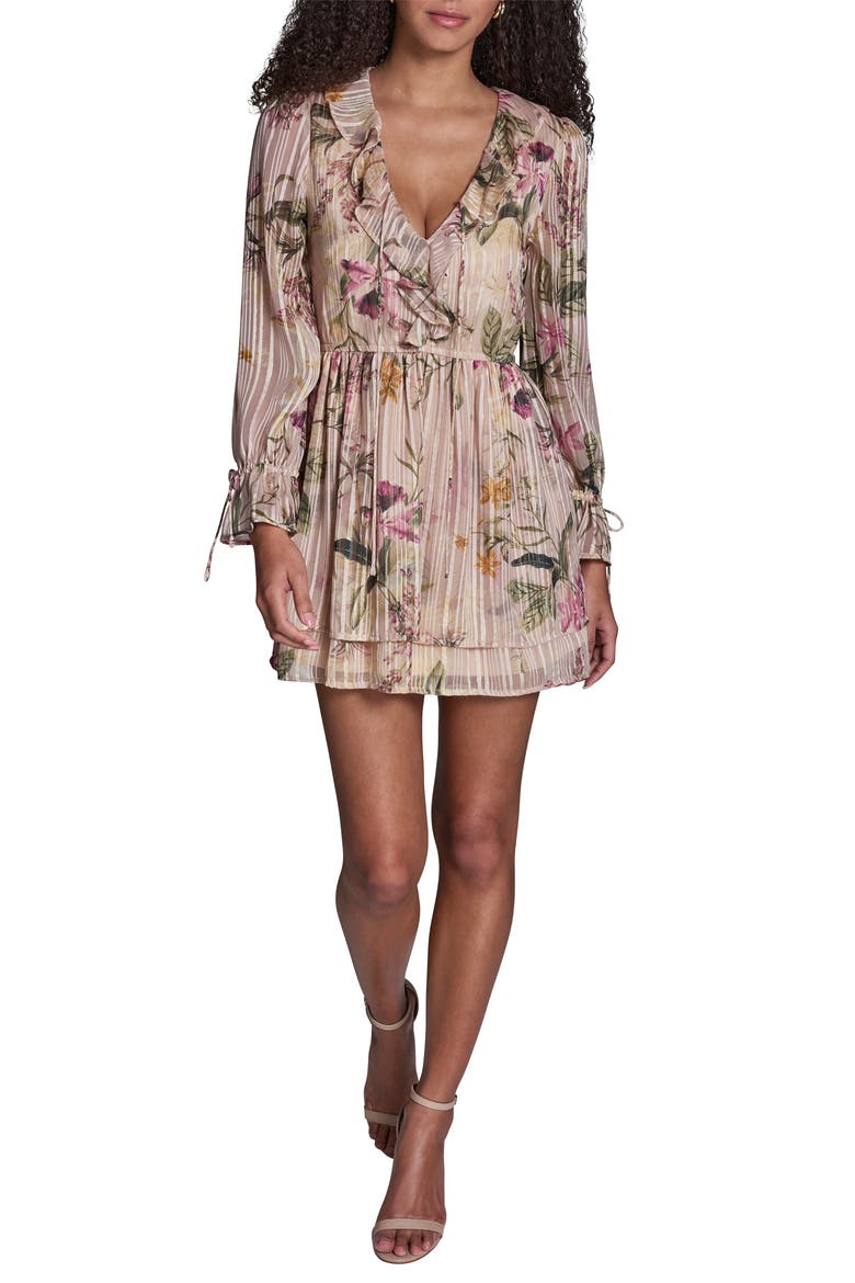 Floral Printed Chiffon Minidress, Main, color, SHELL MULTI