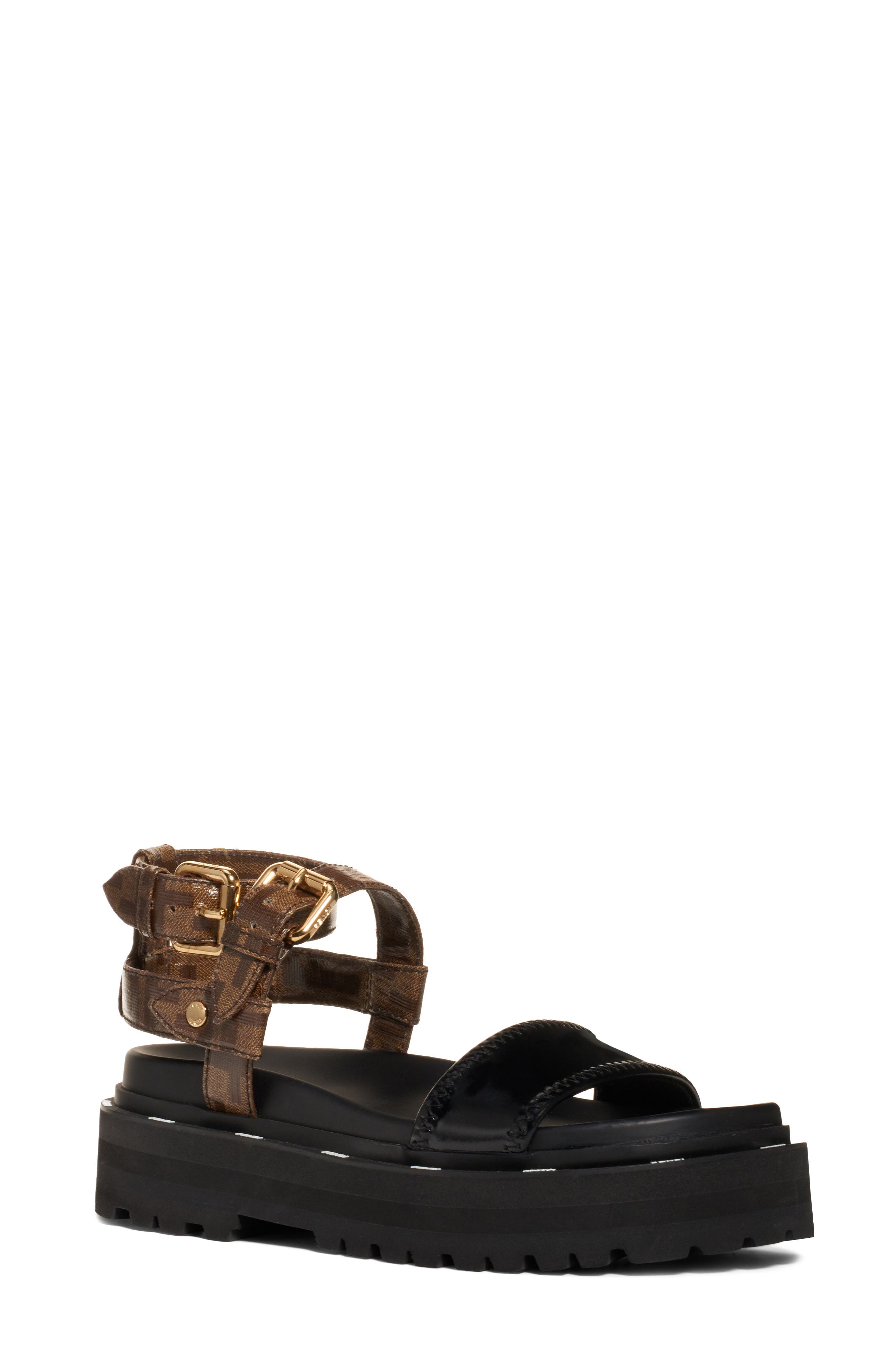 Fendi FF Strappy Platform Sandal, Main, color, 