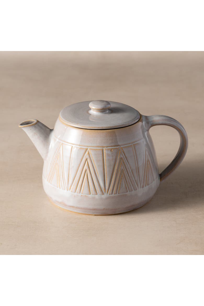 Mountain Peaks Ceramic Teapot, Main, color, White