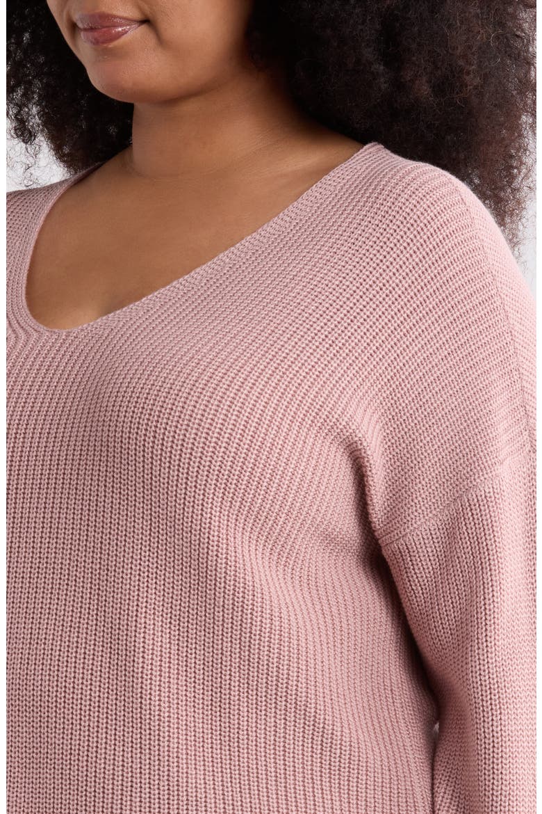 V NECK SWEATER, Alternate, color, OPAL