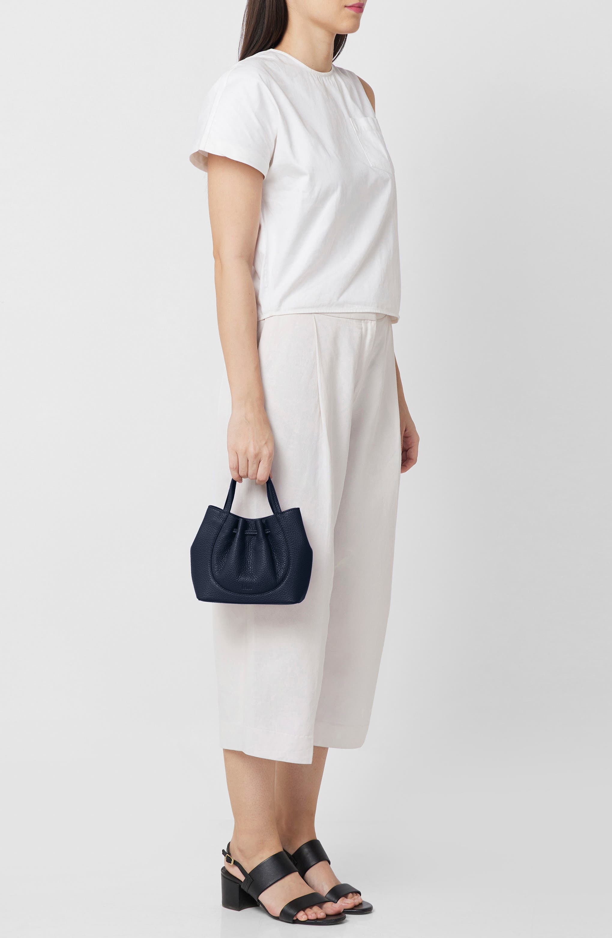 Katrina Mini Leather Tote, Alternate, color, NAVY