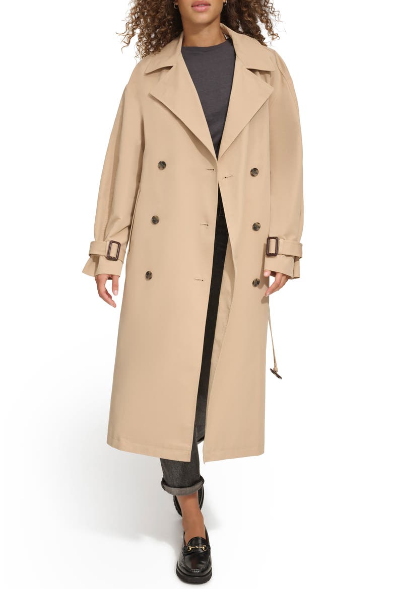 Belted Long Trench Coat, Alternate, color, KHAKI