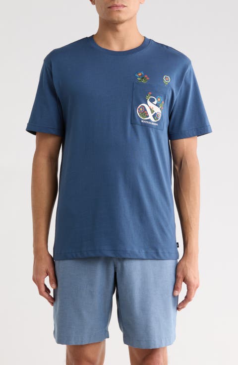 Floral Embroidered Pocket Graphic T-Shirt