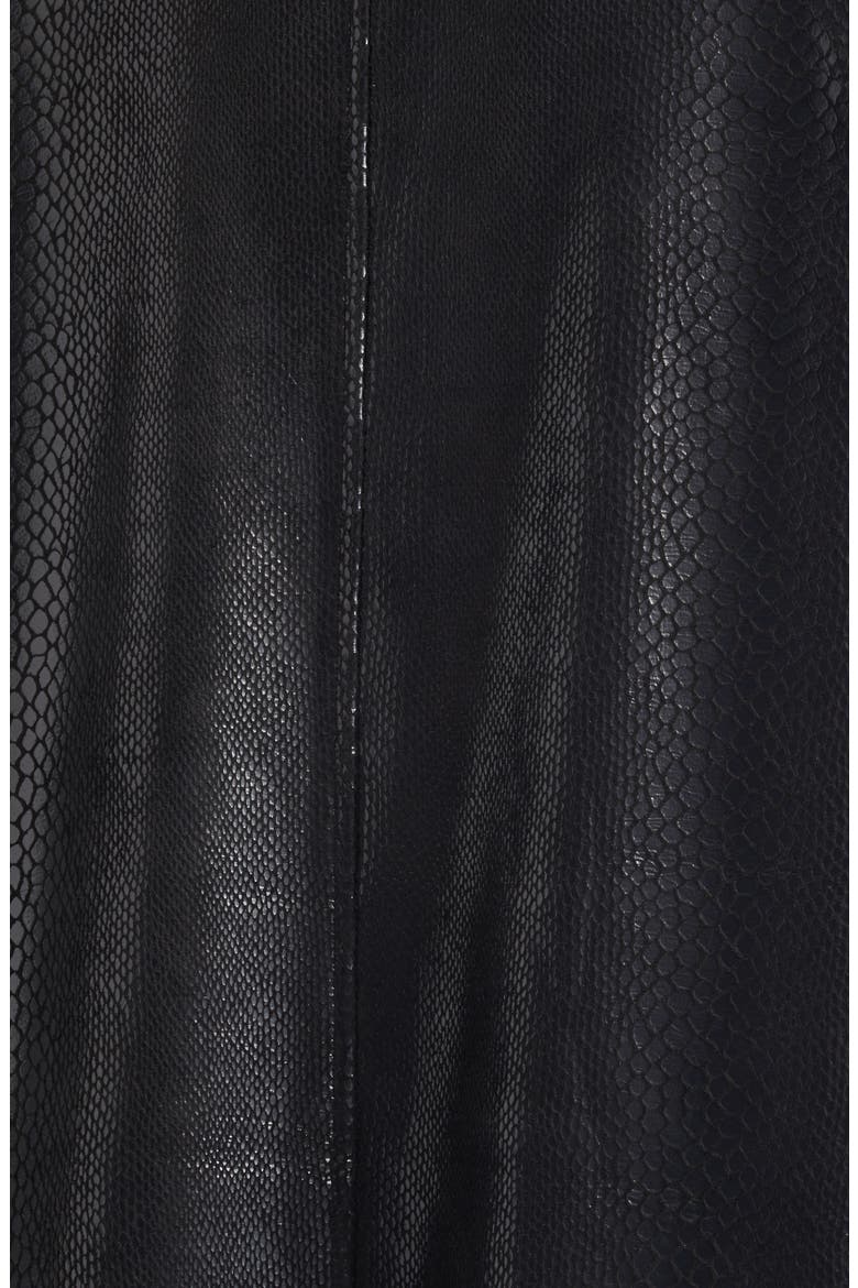Oceana Reptile Embossed Faux Leather Coat, Alternate, color, BLACK