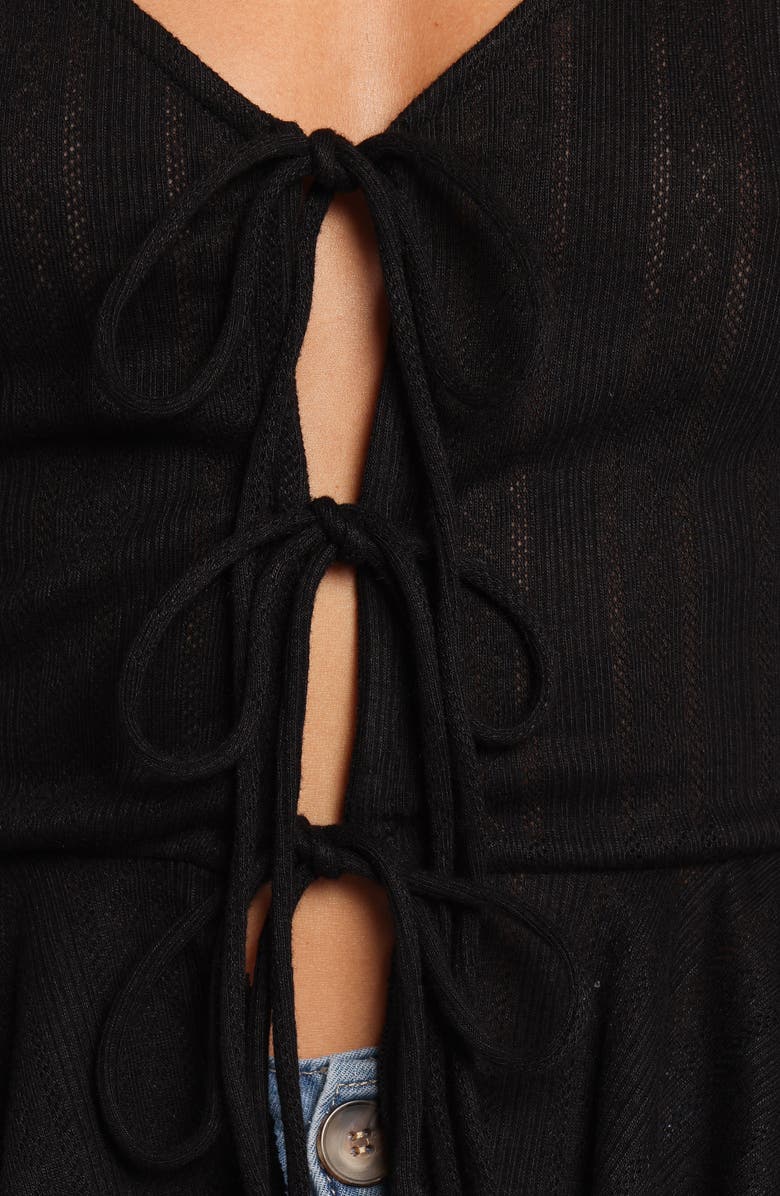 Petal & Pup Islah Pointelle Tie Front Cardigan, Alternate, color,