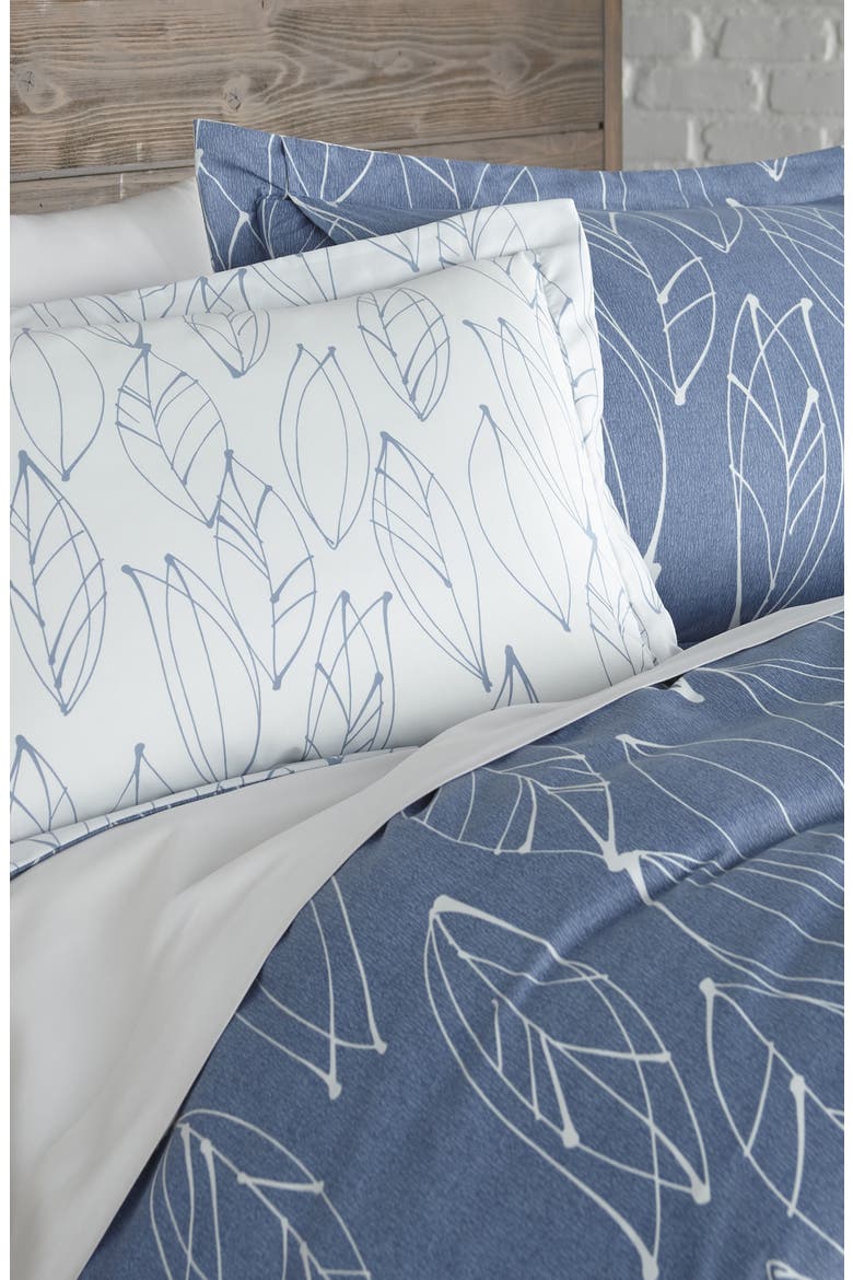 Luxury Premium Oversized Comforter Sets, Alternate, color, MODERN FOLIAGE BLUE