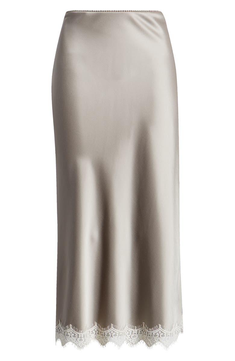 Treasure & Bond Lace Trim Satin Midi Skirt, Alternate, color,