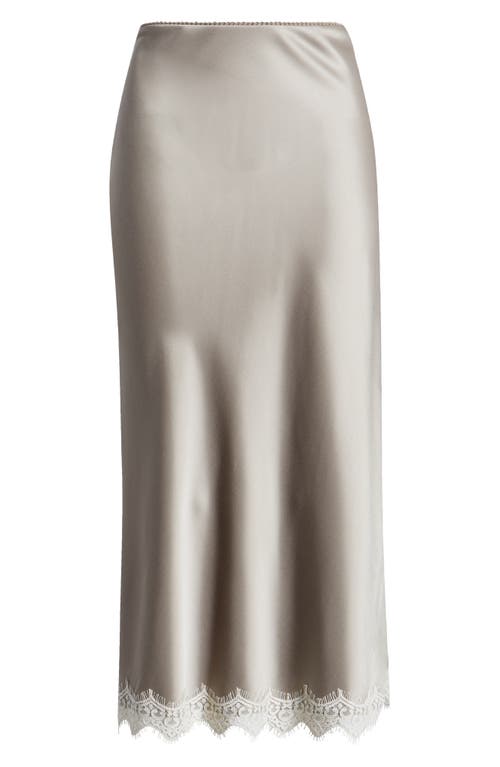 Shop Treasure & Bond Lace Trim Satin Midi Skirt In Chia