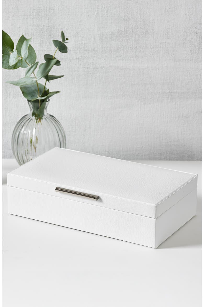 Medium Leather Jewelry Box, Main, color, WHITE