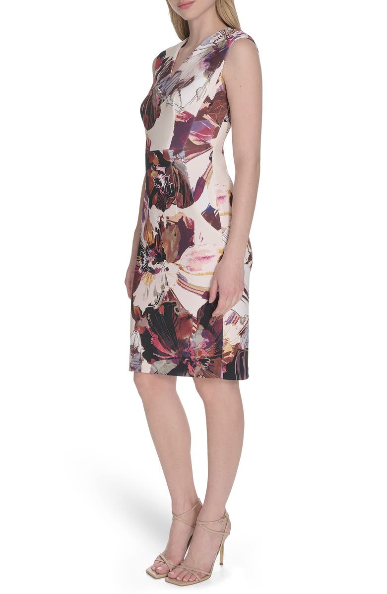 Calvin Klein Floral Sleeveless Sheath Dress, Alternate, color, Antique White Multi
