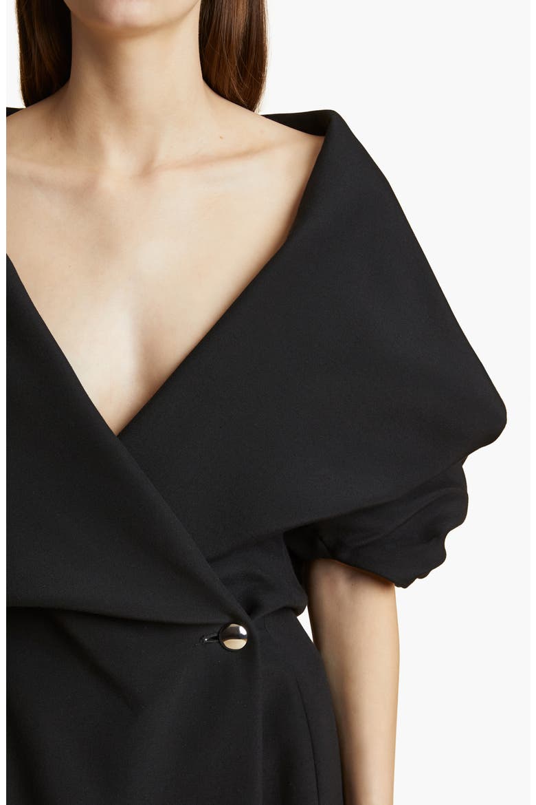 Truman Portrait Collar Wrap Dress, Alternate, color, BLACK