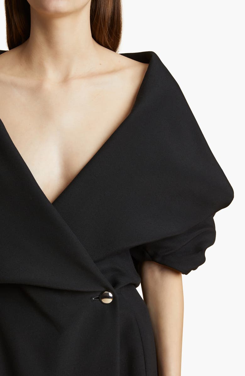 Khaite Truman Portrait Collar Wrap Dress, Alternate, color,
