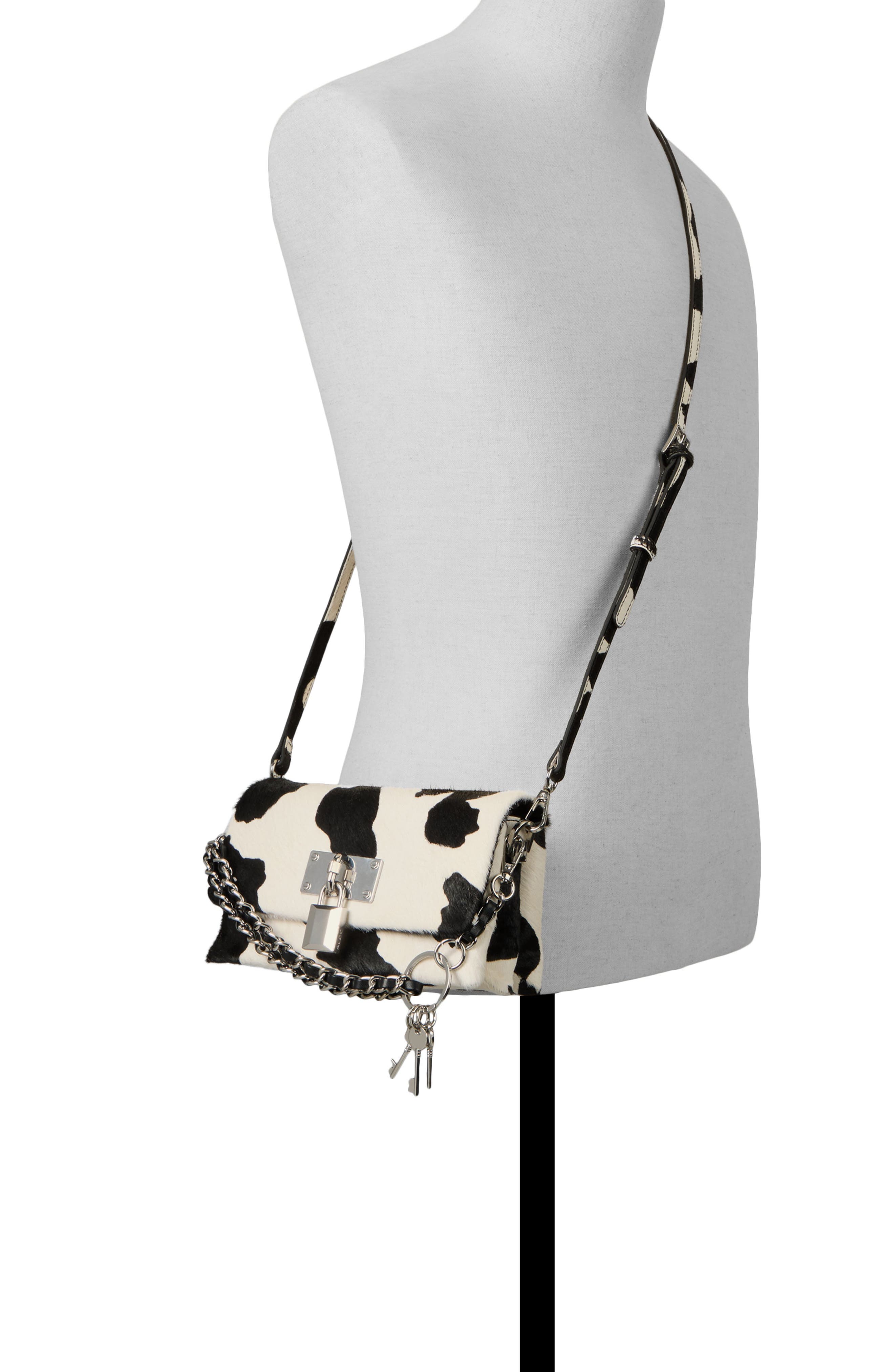 ALDO Mini Jackie Genuine Calf Hair Crossbody Bag, Alternate, color, Black/White