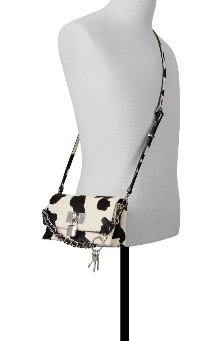 ALDO Mini Jackie Genuine Calf Hair Crossbody Bag, Alternate, color, Black/White
