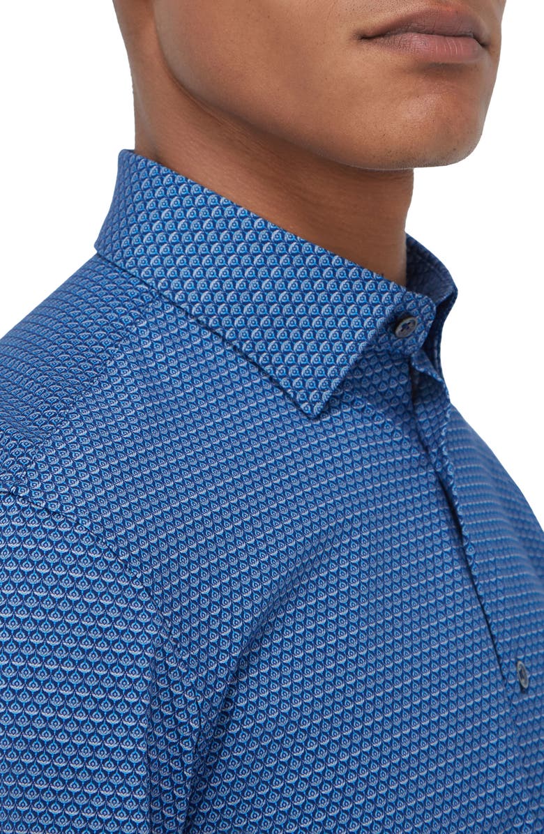 Bugatchi Jules OoohCotton<sup>®</sup> Abstract Print Button-Up Shirt, Alternate, color, Night Blue