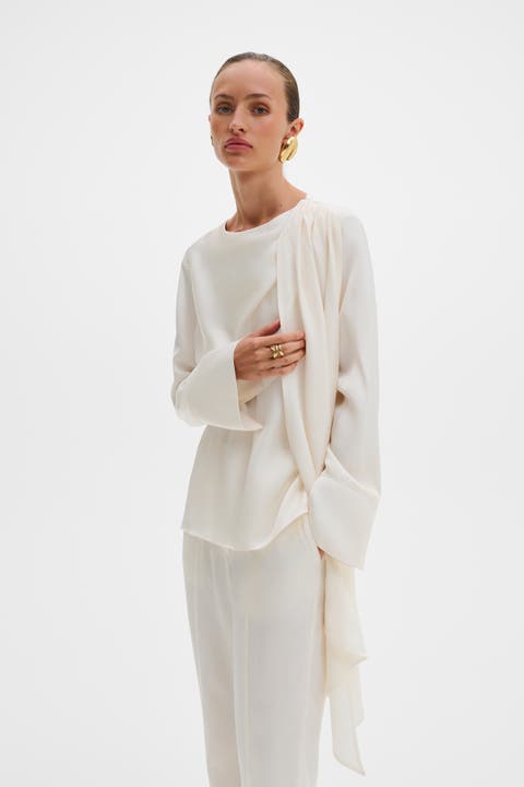 Melandy Draped Cape Blouse