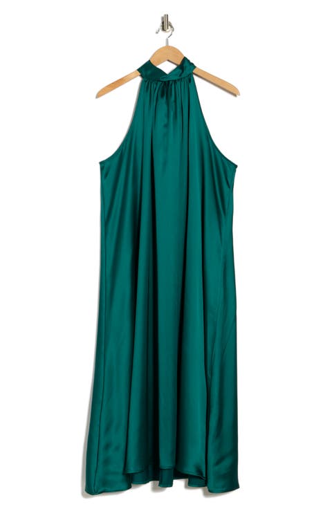 Satin Tie Neck Midi Dress