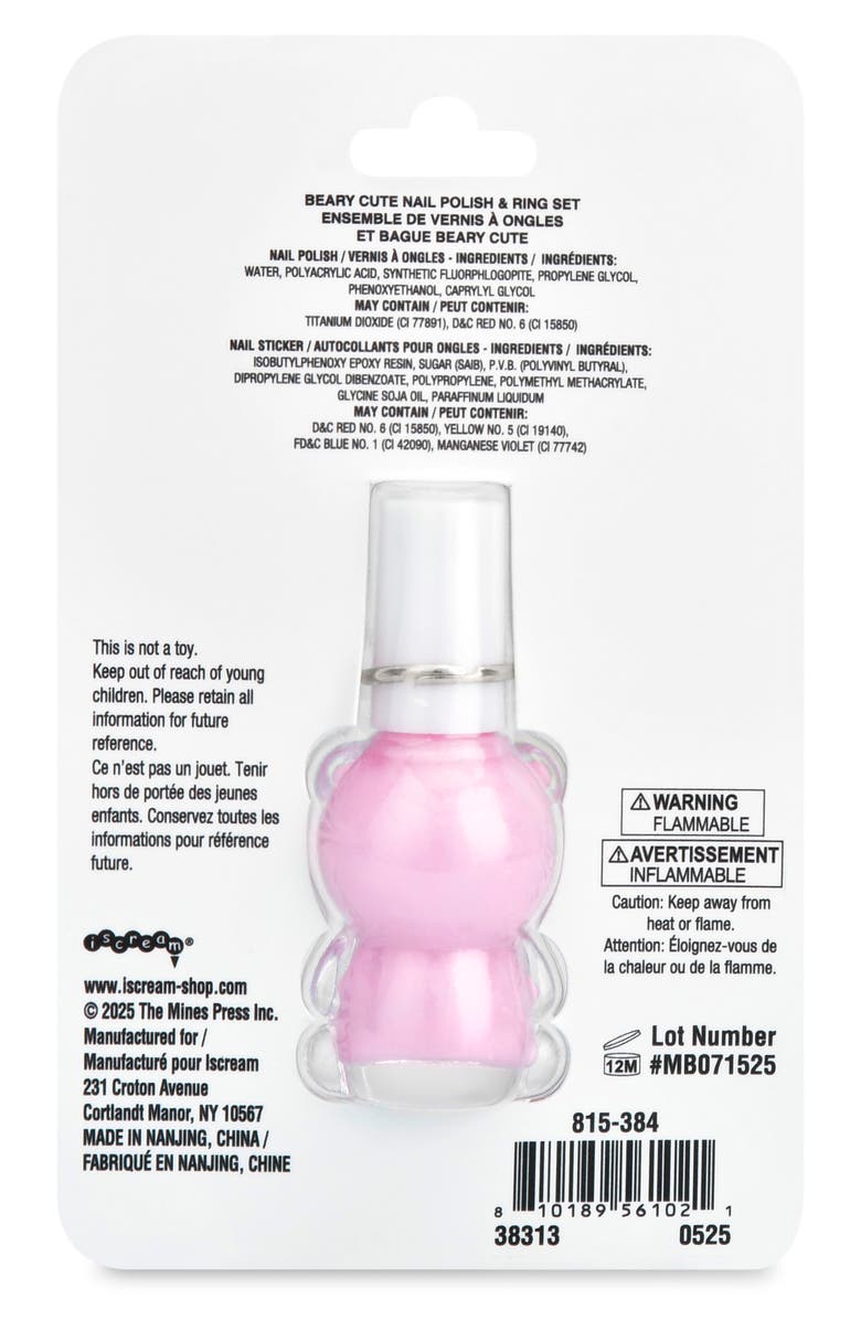 Iscream Kids' Beary Cute Nail Polish, Stickers & Ring Set, Alternate, color, Multi