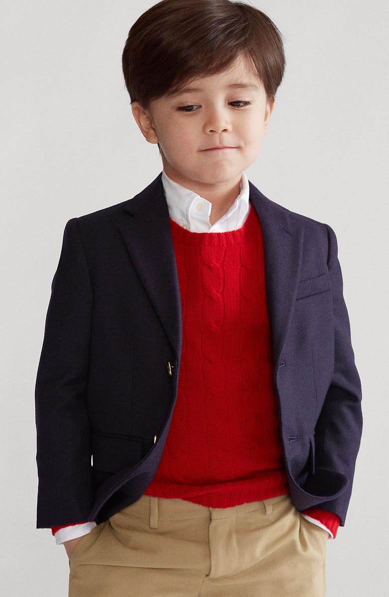 Polo Ralph Lauren Kids' Lessona Wool Blazer, Alternate, color, Navy