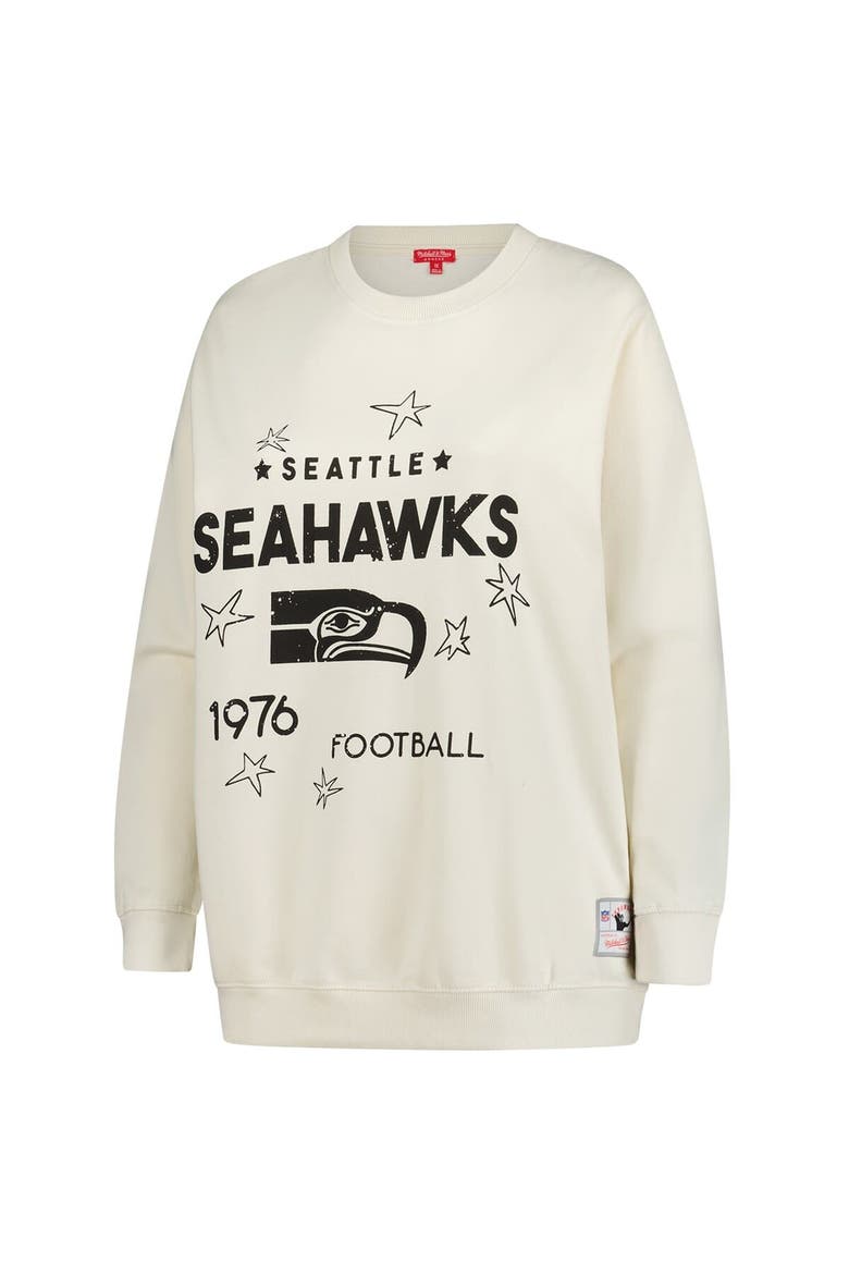 Women's Mitchell & Ness Cream Seattle Seahawks Plus Size Shooting Star Sweatshirt, Alternate, color, Cream