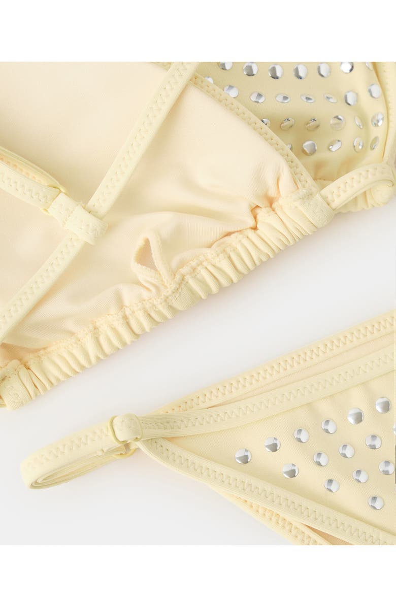 MANGO Studded Triangle Bikini Top, Alternate, color, Yellow