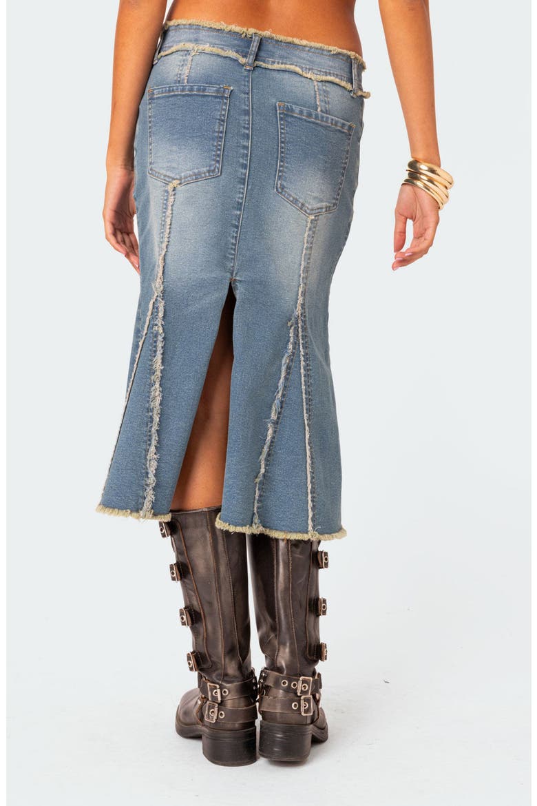 Arabella Distressed Denim Midi Skirt, Alternate, color, BLUE-WASHED