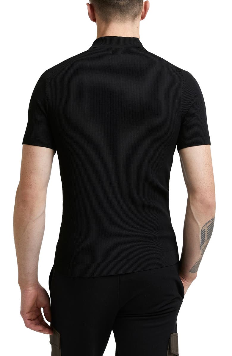 River Island Ribbed Quarter Zip Polo, Alternate, color,