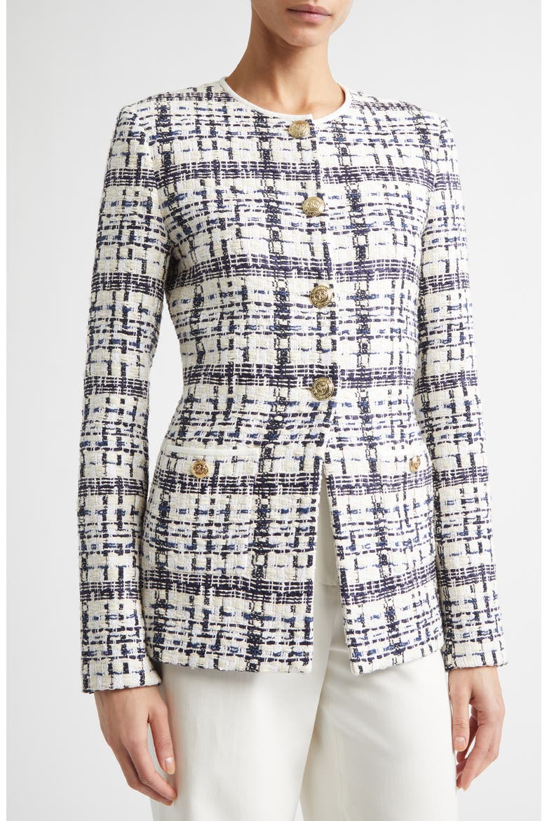 Amara St. Tropez Plaid Tweed Jacket, Alternate, color, ECRU/BRIGHT WHITE/BLACK MULTI