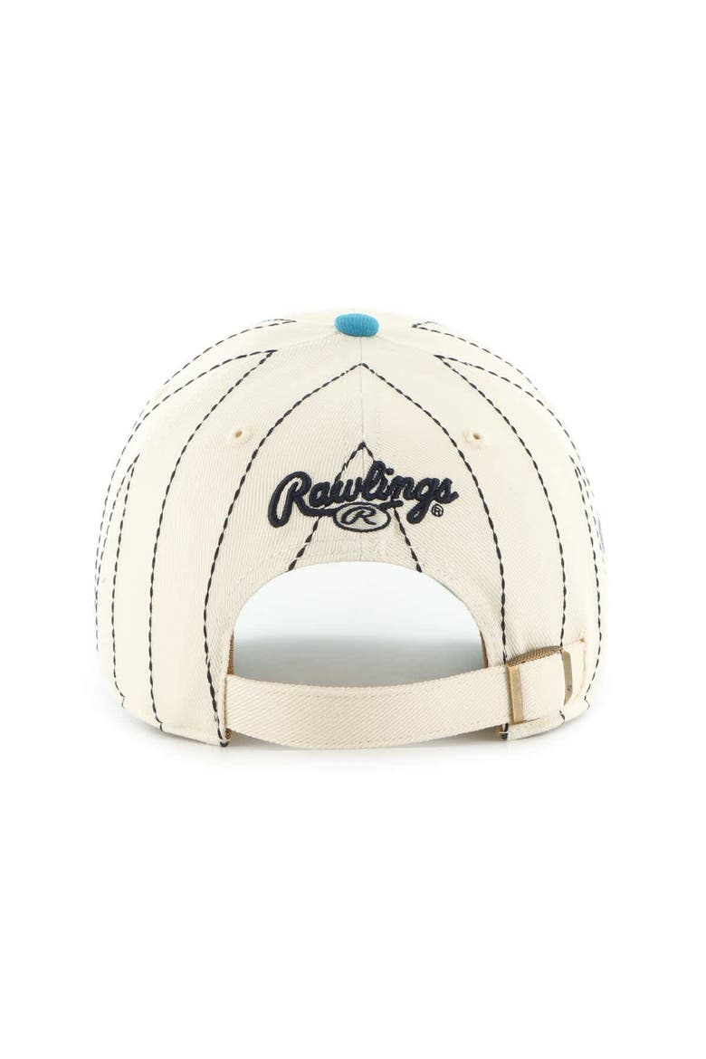 Men's '47 x Rawlings Natural/Teal Seattle Mariners Pinstripe Clean Up Adjustable Hat, Alternate, color, Natural