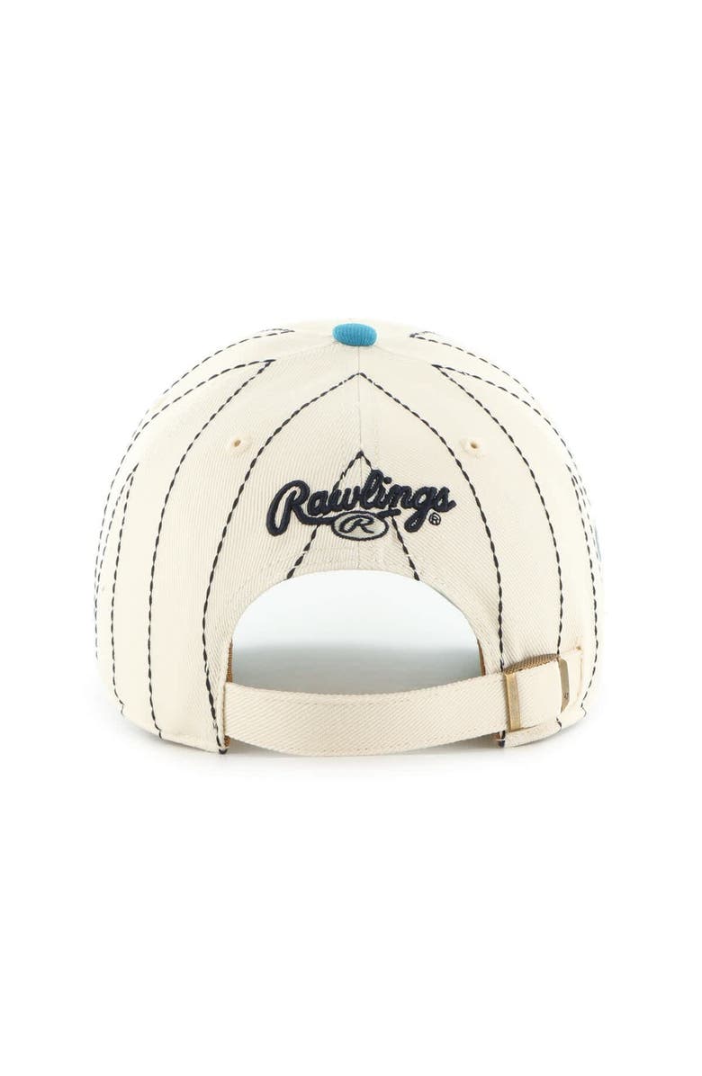 '47 Men's '47 x Rawlings Natural/Teal Seattle Mariners Pinstripe Clean Up Adjustable Hat, Alternate, color, Natural