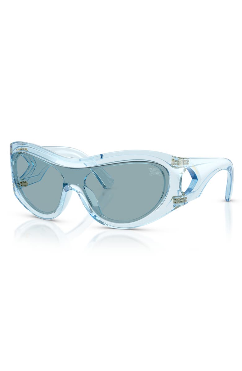 Burberry 138mm Irregular Shield Sunglasses, Alternate, color, Winter Sky / Blue