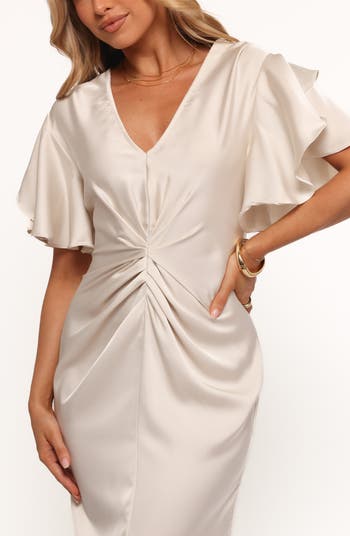 Georgianna Center Ruched Satin Maxi Dress