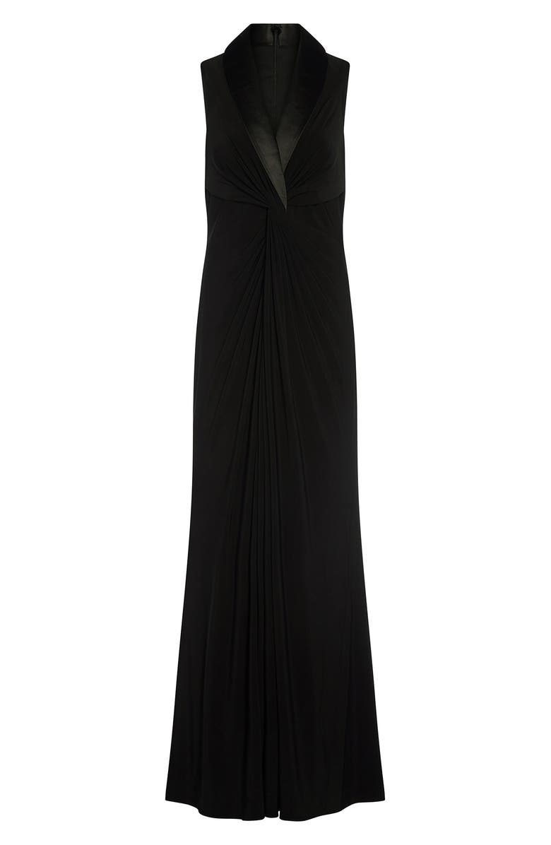 Adrianna Papell Tuxedo Matte Jersey Gown, Alternate, color,