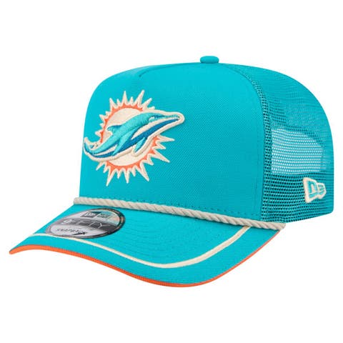 Men's New Era Aqua Miami Dolphins Vintage Team Rope A-Frame Trucker 9FIFTY Snapback Hat
