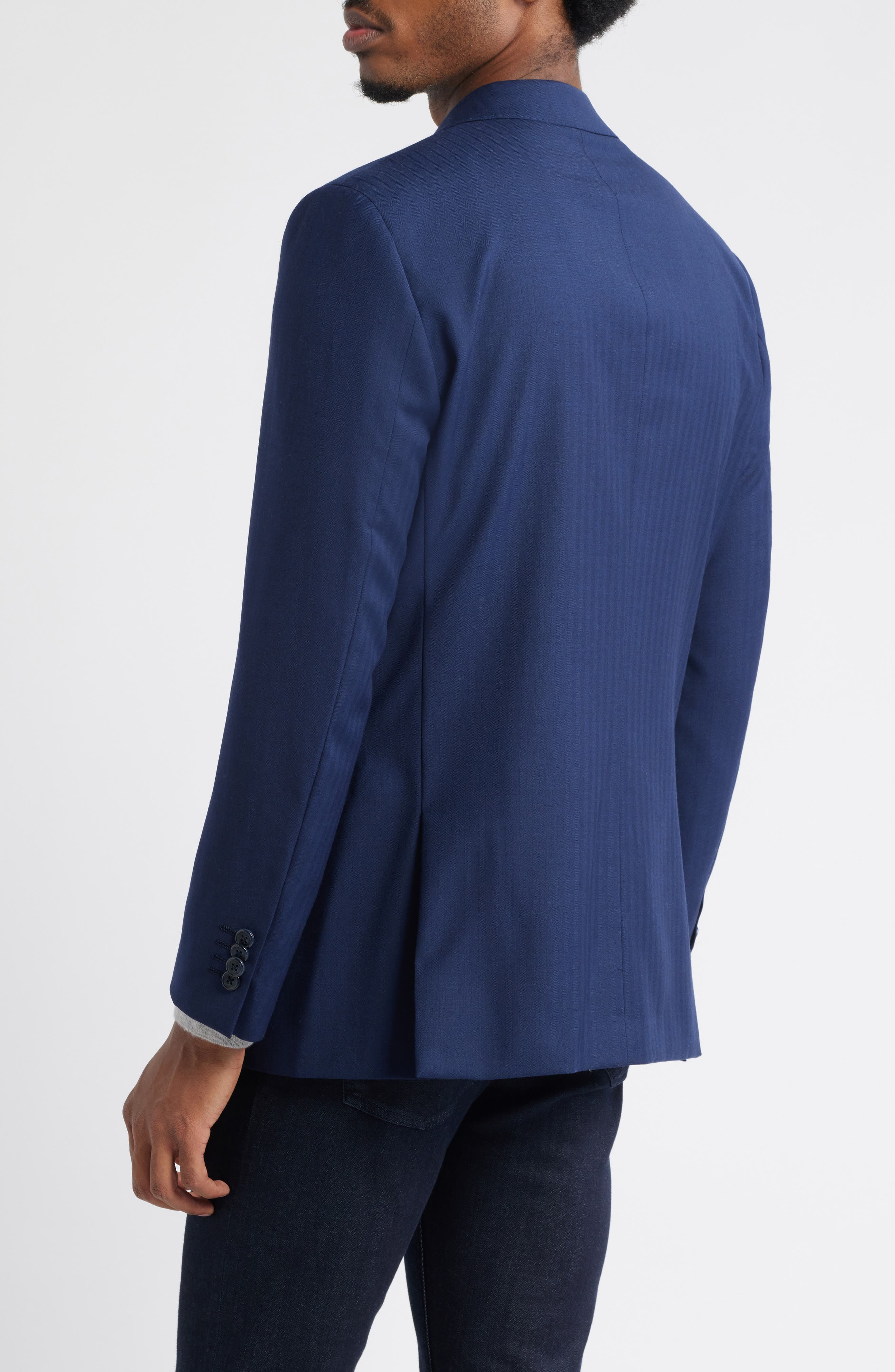 Navy Wool Herringbone Sport Coat - image 2