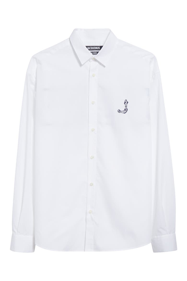 La Chemise Simon Logo Button-Up Shirt, Alternate, color, PRINT LOGO FISH