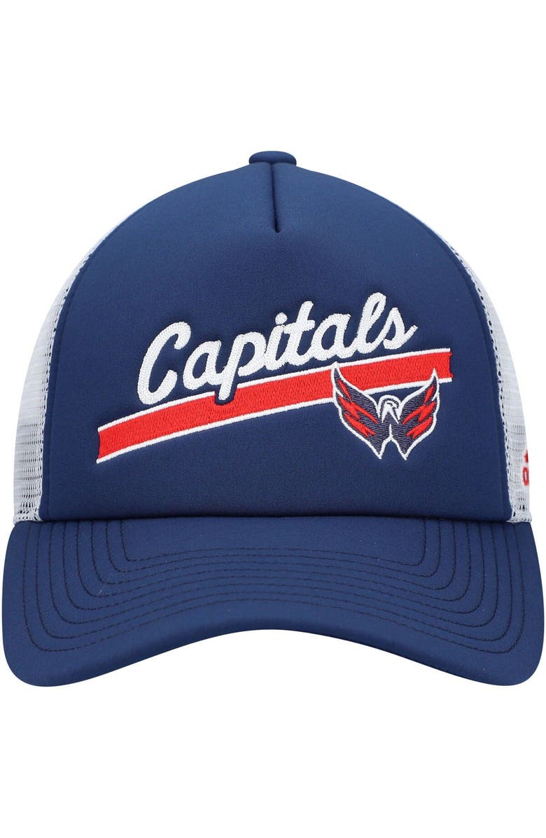 adidas Women's adidas Navy/White Washington Capitals Foam Trucker Snapback Hat, Alternate, color, 