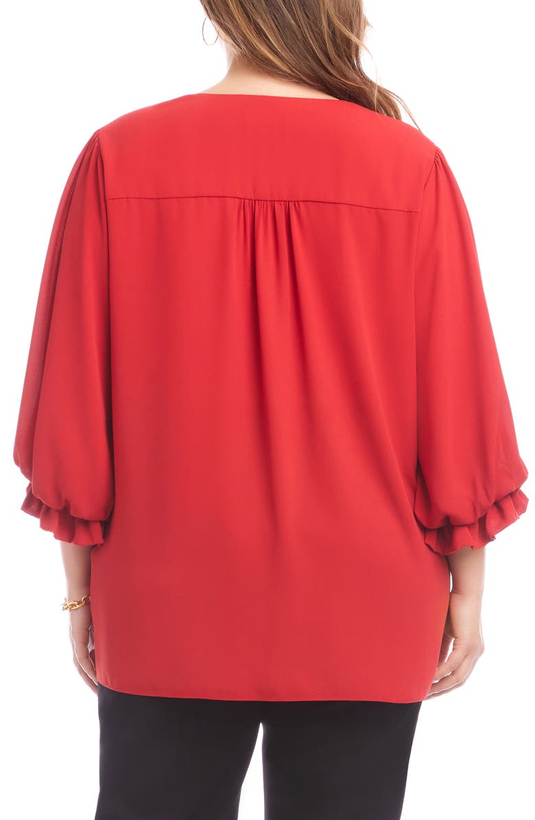 Karen Kane Crossover Hem Asymmetric Top, Alternate, color, Tomato