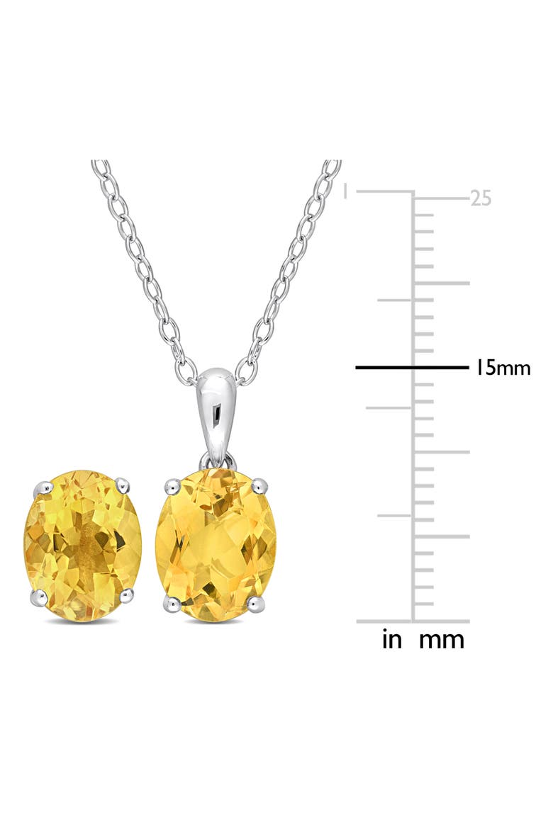 Oval Cut Citrine Pendant Necklace & Stud Earrings Set, Alternate, color, SILVER/ YELLOW