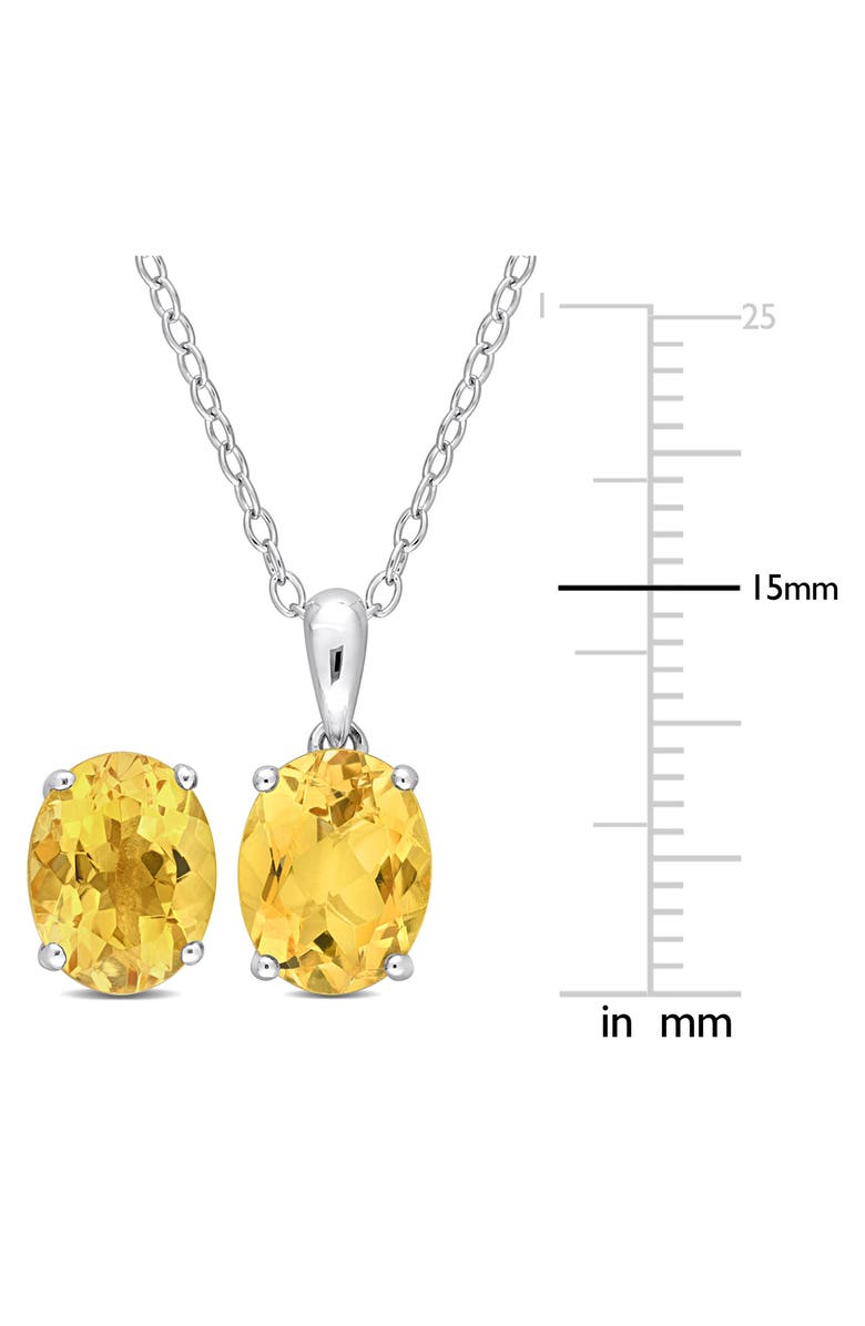 DELMAR Oval Cut Citrine Pendant Necklace & Stud Earrings Set, Alternate, color, Silver/ Yellow